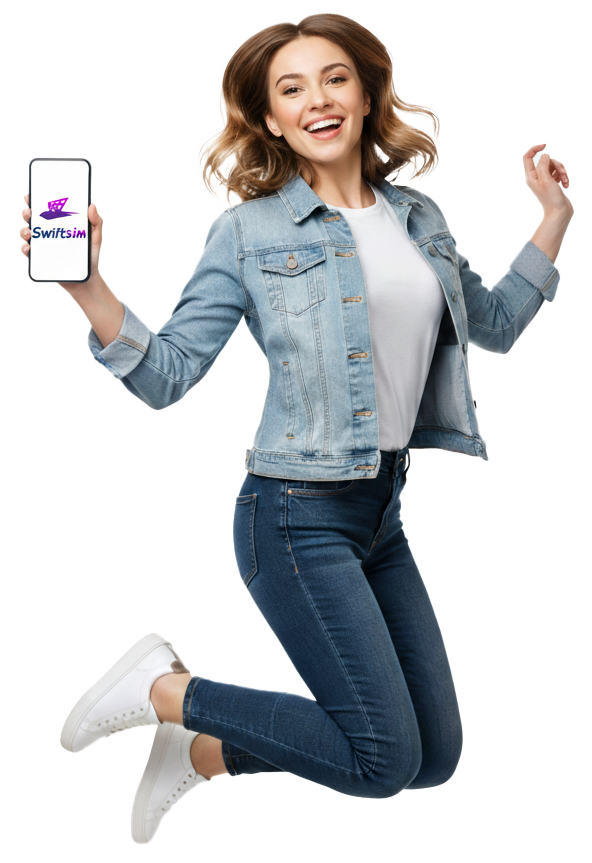 Person scanning a SIMSkip eSIM QR code with their phone
